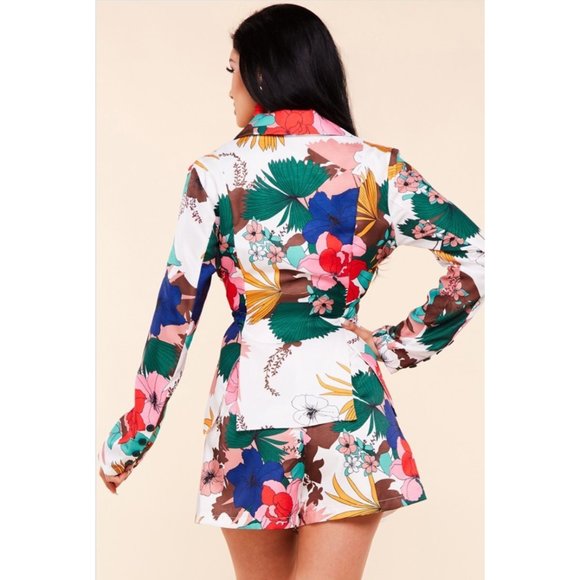 Tropical Print Blazer Short Set - Picture 2 of 2